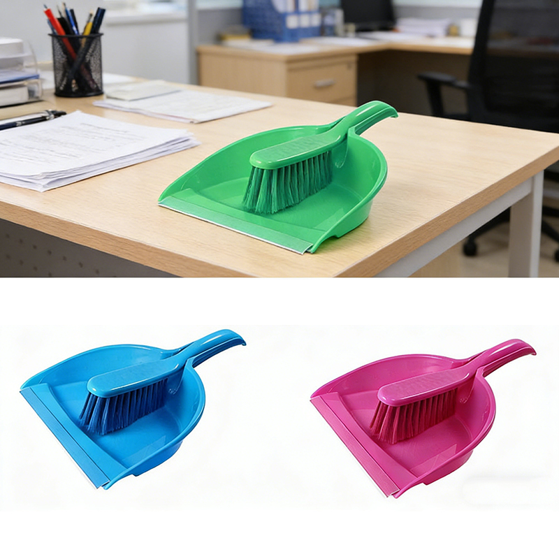 Dustpan and Brush Set Clips Together Compact Storage Plastic Dustpan Brush Set for Cleaning Sweeping Random Colours