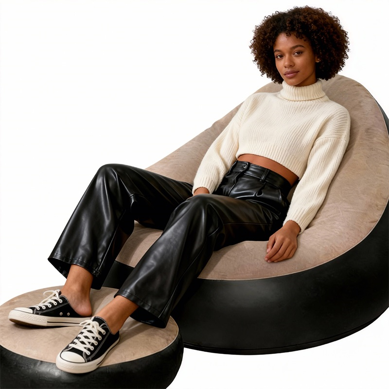 2PCS Inflatable Chair With Foot Stool Inflatable Couch Portable Inflatable Chairs for Gaming Reading Movie Watching Camping