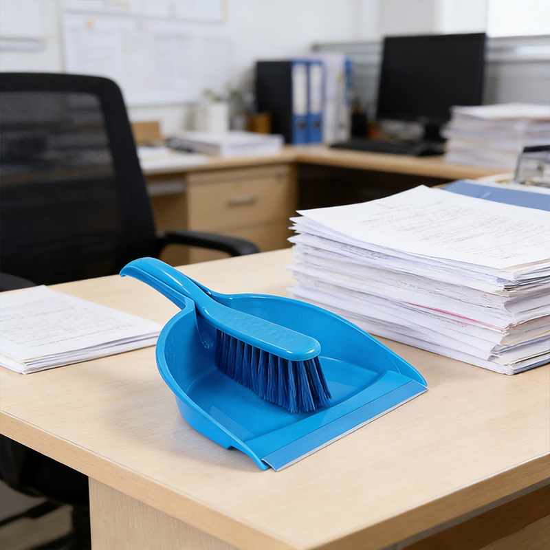 Dustpan and Brush Set Clips Together Compact Storage Plastic Dustpan Brush Set for Cleaning Sweeping Random Colours