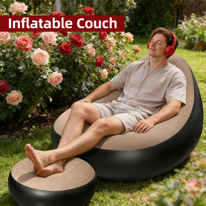 2PCS Inflatable Chair With Foot Stool Inflatable Couch Portable Inflatable Chairs for Gaming Reading Movie Watching Camping - Image 3