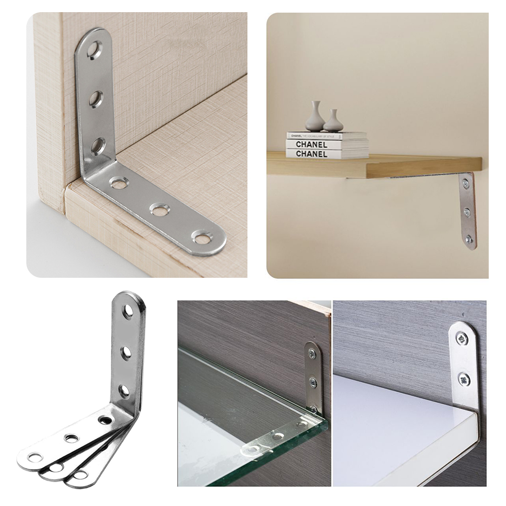 20PCS L Bracket Corner Brace with 120 Screws Stainless Steel 90 Degree Right Angle 6 Holes Joint Fastener for Wood Chair Bookshelf Board - Image 5