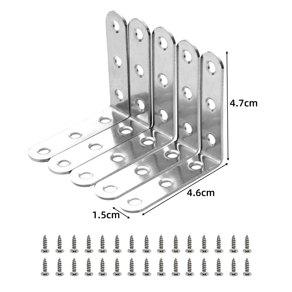 20PCS L Bracket Corner Brace with 120 Screws Stainless Steel 90 Degree Right Angle 6 Holes Joint Fastener for Wood Chair Bookshelf Board - Image 6